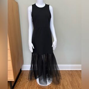 Maeve Black knit Dress with Sheer Hem